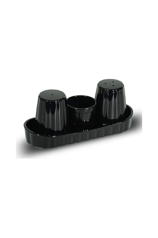 Gastroplast Tuzluk Biberlik 3'lü Set Siyah Pc Polikarbon , Kirilmaz Plastik . Siyah