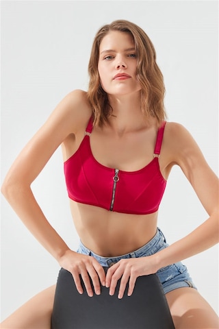 Cottonhill Bordo Pamuklu Ayarlanabilir Askılı Fermuarlı Bralet Büstiyer Bordo