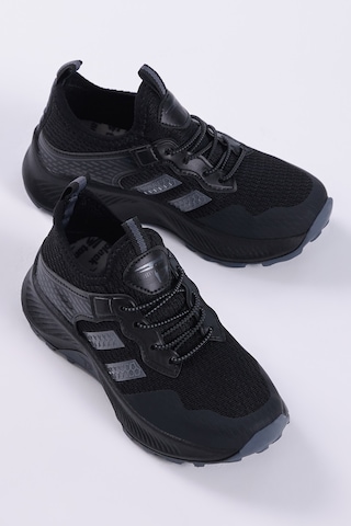 Tonny Black Çocuk Unisex Siyah Füme Rahat Kalıp Nefes Alabilen Kumaş Bağcıklı Sneaker TBTMKD015