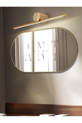 Dekoratif Ayna Duvar Aynası Konsol Aynası Mdf Elips Ayna 90x50 Cm 90 X 50 Gold