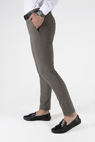 Terapi Men Erkek Slim Fit Dik Çizgili Italyan Kesim Keten Pantolon 21k-2200420-2 Kahve Kahverengi
