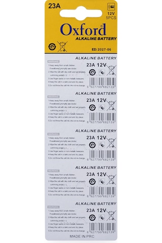 Oxford 23A MN23 V23A V23GA 12 Volt Alkalin Pil 5’li Paket