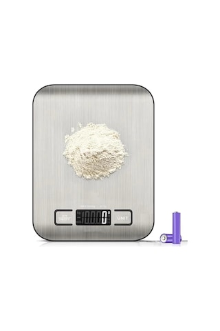 Tr Techfit Tf-1002 Dijital Mutfak Terazisi, 5 Kg Kapasiteli, Paslanmaz Çelik, Lcd Ekran, Dara Fonksiyonlu, G/ml/oz/lb Genel