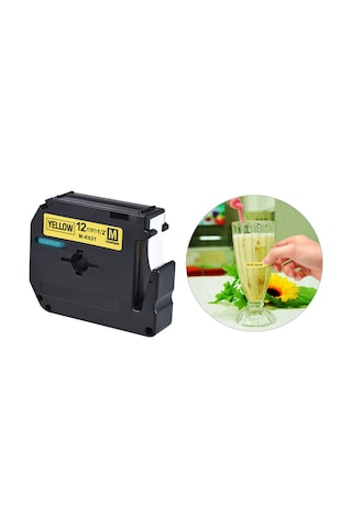 Skycity 12mm Sarı Arka Plan Siyah Yazı 8m Uzunlukta Brother Etiket Makinesi Şeridi M-k631