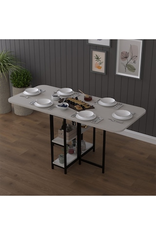 Asra Trend Metal Ayaklı Katlanır Mutfak Masası KM-31 %100 MDF Akıllı Yemek Masası Antrasit