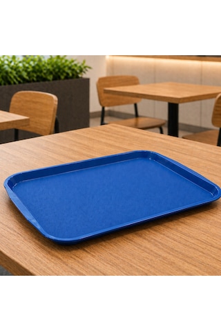 Abs Servis Tepsisi Kaymaz Yüzeyli 27x36 Cm Mavi Renk Endüstriyel Kullanıma Uygun, Kırılmaz, Bpa Free 7 Renk Seçenekli