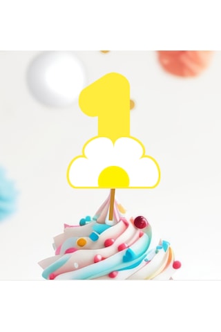 15 Adet Papatya Konsept One 1 Yaş Cupcake Kürdanı
