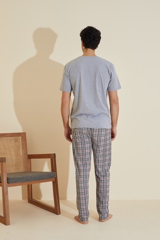 Siyah İnci Bisiklet Yaka Örme Pijama Takım 25109832 Gri