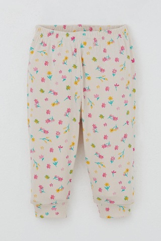 Breeze Kız Bebek Pijama Takımı Omuzdan Patlı Renkli Çiçek Desenli 4 Ay-1 Yaş, Krem Krem