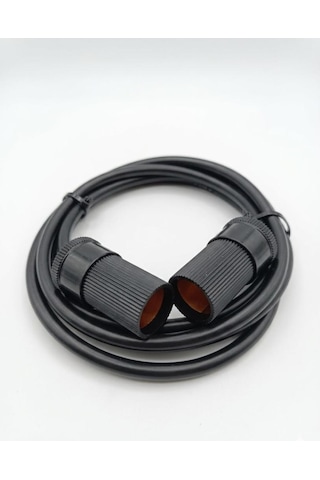 Araç Çakmaklık Uzatma Kablosu Dişi+dişi 12-24 Volt 16 Amper 2 X1 Mm Ttr Bakır 5 Mt-siyah
