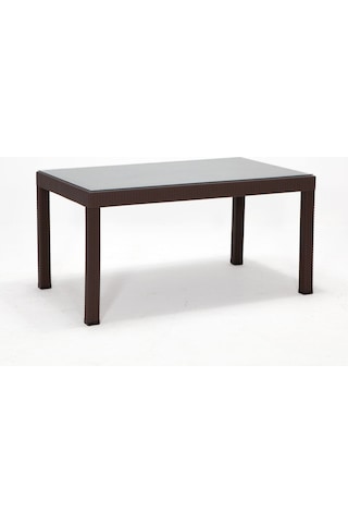 Rattan Large Lüx Camlı Kahve Masa Takımı Bahçe&balkon 1 Camlı Mas Kahverengi