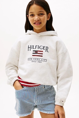 Kız Çocuk Th Sequin Bayrak Kapüşonlu Sweatshirt - Beyaz Snow White Heather