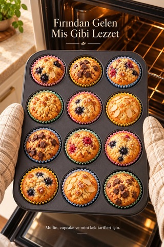 Tilbe Home 2li Muffin Kek Kalıbı Cupcake Yanmaz Yapışmaz Kurabiye Kalıbı Fırın Çörek Browni Kapsül Tepsisi Siyah