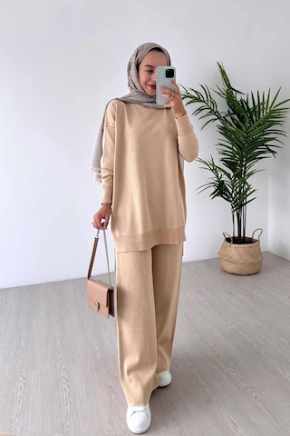 Kahijab Işıltılı Merserize Takım - Sütlü Kahve Sütlü Kahve