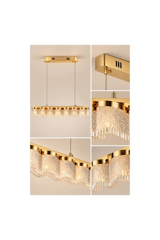 Modern Premıum Şelale Sarkıt Ledli Avize 3 Renk Gold Salon Avizesi 50w Beyaz