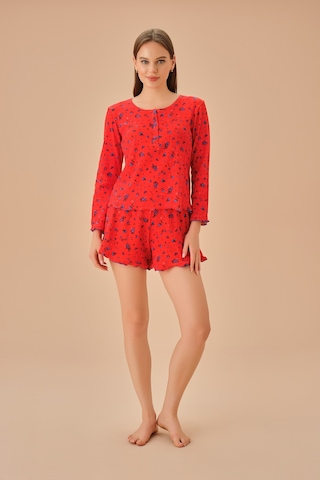 Suwen Mina Şort Takımı Sh25192663913 Turuncu Baskılı Turuncu