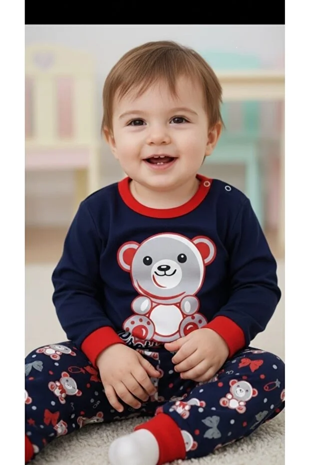 Veraye Socks Erkek Bebek Panda Baskılı Takım Siyah
