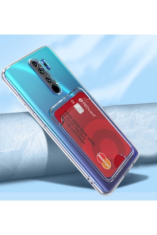 Ekılıf - Xiaomi Redmi Note 8 Pro Uyumlu Kılıf Kartlıklı Şeffaf Setra Clear Silikon Kapak - Şeffaf
