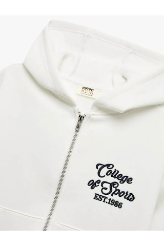 Koton Kapşonlu Fermuarlı Ekru Kız Çocuk Hırka 6wkg10080ak Ekru