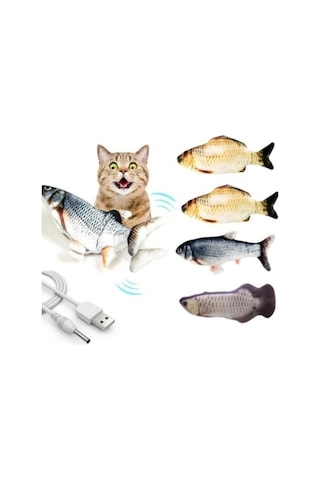 Yusa Stores Hareketli Balık Kedi Oyuncağı Şarjlı