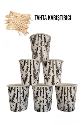 Yıldırım Paper Cup 6.5 Oz Karton Bardak 3000 Adet + 1000 Adet Tahta Karıştırıcı