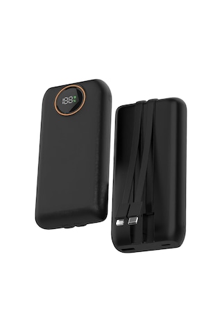 22.5w Pd 20.000mah Dahili Kablolu Ve Hızlı Şarjlı Powerbank, Snapron, Snp-3013, siyah