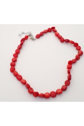 Stoneage Jewellery Kadın Kolye Kırmızı  Mercan Gümüş - Sedef