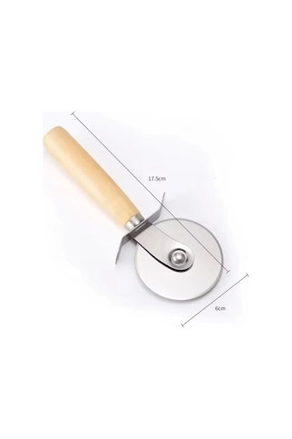 Mybru Paslanmaz Çelik Ahşap Saplı Pizza Ve Hamur Kesici