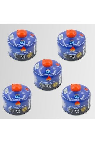 5'li Set - Golf Butan Propan Kamp Gazı Valfli Kartuş 230 Gr Beyaz
