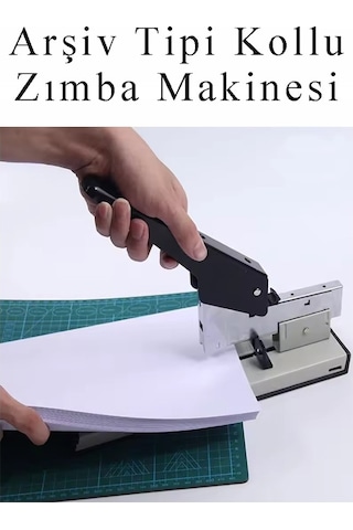 Büyük Boy Zımba Makinesi 1 Adet Arşiv Tipi Zımba Makinası 200 Yaprak Kapasiteli Zımba Teli Hediyeli Kollu Zımba Makinası