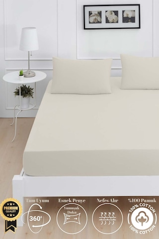 Mirava Premium %100 Pamuk Penye Lastikli Tek Kişilik Çarşaf Takımı 1 Yastık Kılıfı Dahil Açık Gri 100x200cm Açık Gri