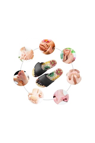 Masaj Terlikleri Sandal Ayakları Refleksoloji Akupresür T8x8e7 Siyah