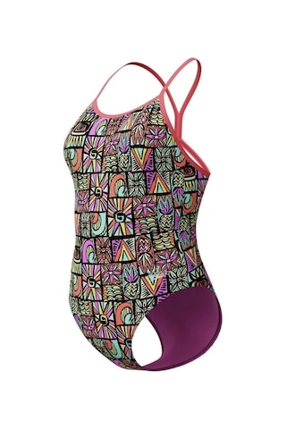 Speedo Allover Digital V-back Kız Çocuk Yüzücü Mayosu Desenli Mor Mor