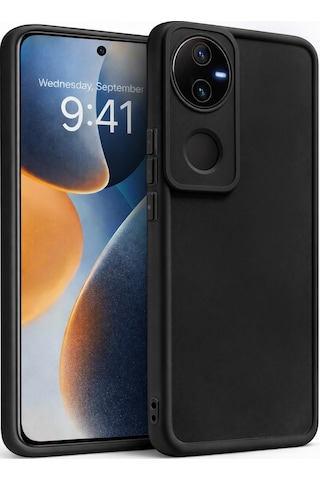 Vivo V50 Uyumlu Kamera Çıkıntılı Mat Silikon Telefon Kılıfı Siyah