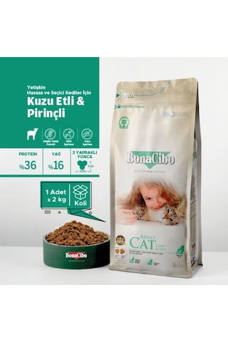Bonacibo Yetişkin Kuzulu Kuru Mama 2 Kg & Soslu Sığır Etli Konserve Avantaj Paketi 6x400 Gr