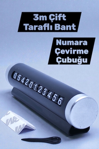 Siyah Çevirmeli Araç Içi Telefon Numaralık Alüminyum Oto Park Numaratörü Metal Kasa Parkmatik Siyah