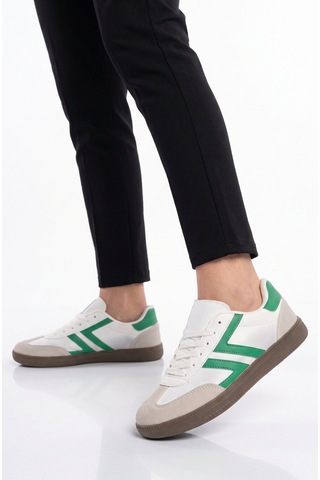 Lento Beyaz-yeşil Bağcıklı Hafif Rahat Unisex Yürüyüş Ve Spor Ayakkabı Sneaker 234750 Beyaz - Yeşil