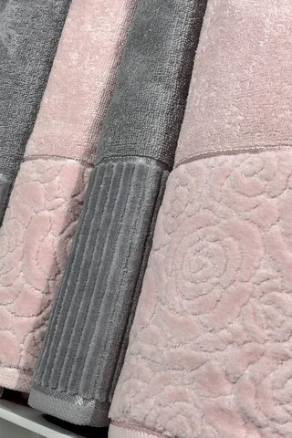 Sevgi Hamam Takımı 4 Parça Gri - Pudra Çok Renkli