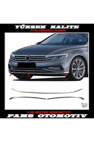 Vw Passat B8.5 Krom Ön Tampon Alt Çıta 3 Prç P.Çelik 2019 Üzeri