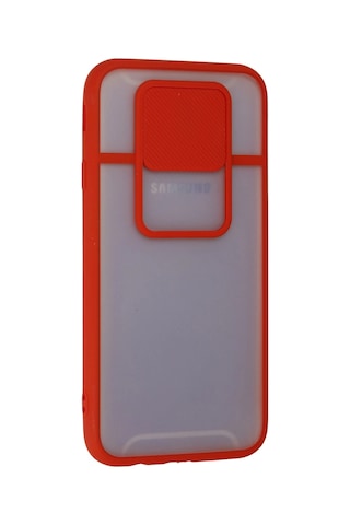 Newface Samsung Galaxy Uyumlu J7 Pro / J730 Kılıf Palm Buzlu Kamera Sürgülü Silikon Semeglbl - 63 - Kırmızı