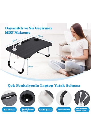 Koltuk Laptop Sehpası Usbli Yatak Masası Mdf Laptop Masası