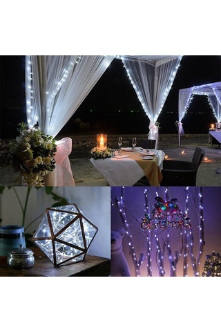 Geeksen 5 Metre 50 Led Ip65 Su Geçirmez Pilli Işık Zinciri - 4.5v 3w Beyaz Işık, Romantik Ve Festivite Atmosferi Beyaz