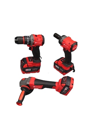 Matkap-taşlama-somun 3'lü Set 36 Volt 5 Ah 4 Akülü Kömürsüz Seri