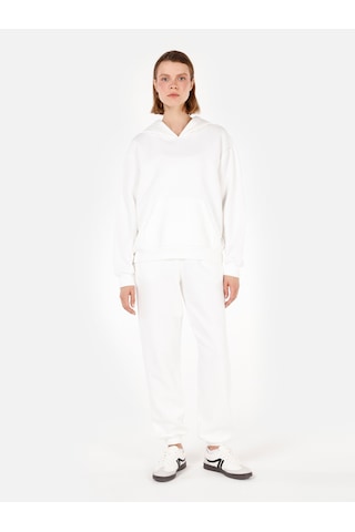 Colin's Colins Normal Kesim Kapüşonlu Cepli Beyaz Kadın Sweatshirt Cl1070188 Cl1070188 Q1.v2 Wht Beyaz