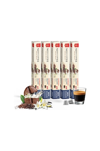 Nish Coffee Vanilya Aromalı Kapsül Kahve 5'li Set 50 Adet - 50 Adet Kapsül Kahve