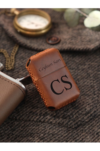 Vagave Taba Renk Hakiki Deri Kılıflı Zippo Benzinli Çakmak