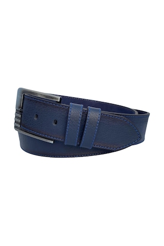 Süzer Deri Spor Suni Deri Mavi Dikişli Erkek Kemer - Lacivert 4.5 CM Lacivert