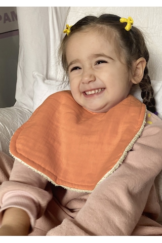 Pamuklu Sıvı Geçirmez Mama Önlüğü Bürümcük-havlu Çift Yönlü K-bej Bej - Kiremit