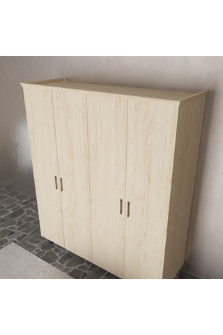Soft Wood 4 Kapaklı Masif Ahşap Gardırop Çam