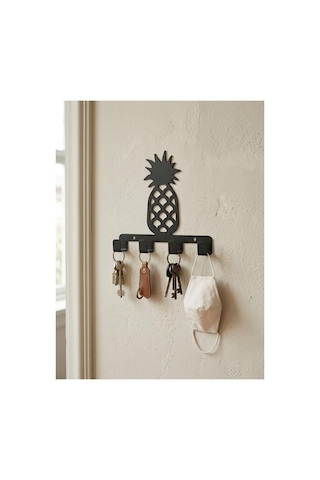 Ananas Desenli Siyah Metal Duvar Askı Aparatı, Modern Tasarım Diğer